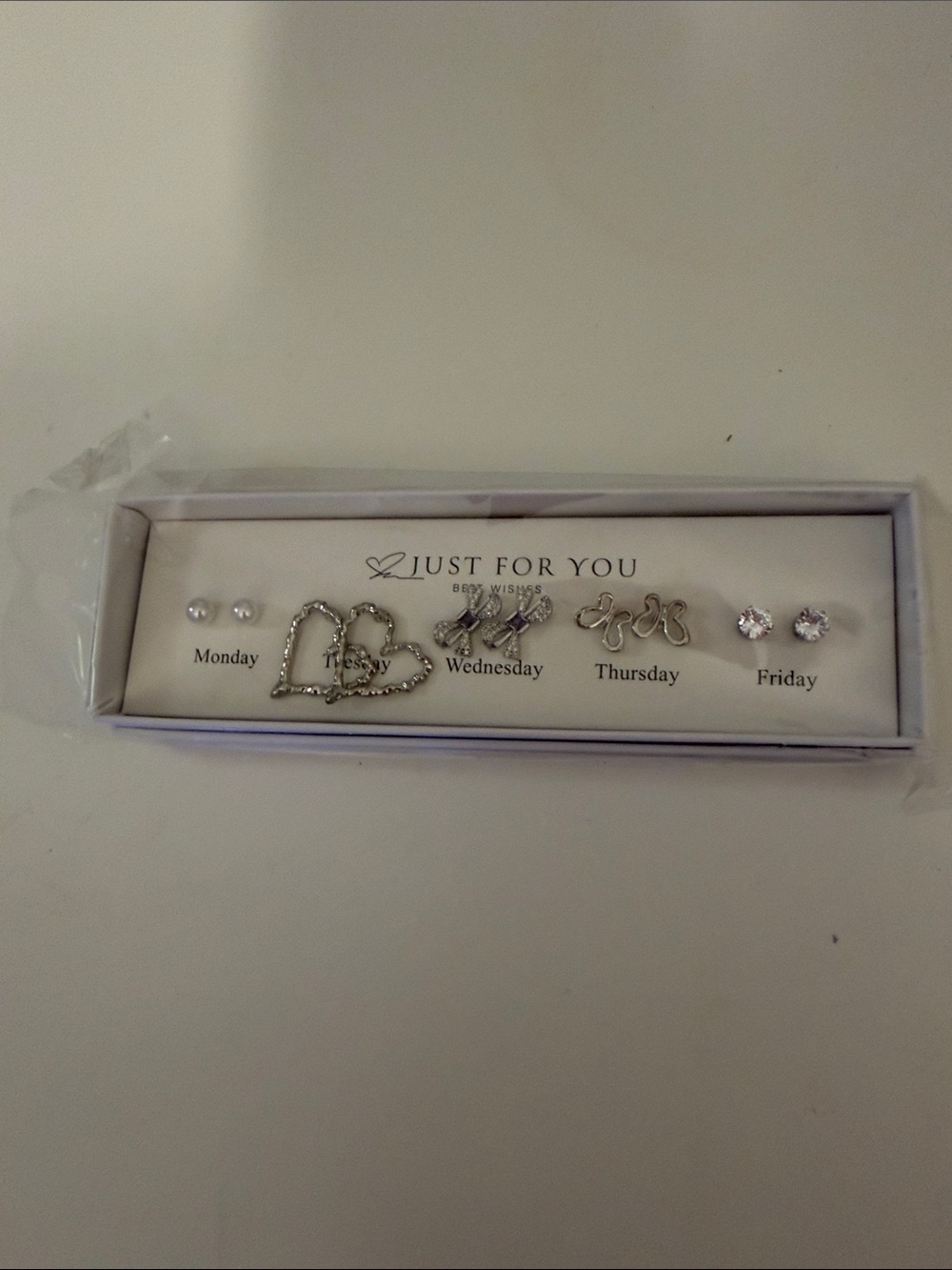 Silver-Tone 5-Pair Stud Earring Set - Clear/Silver every day of the week